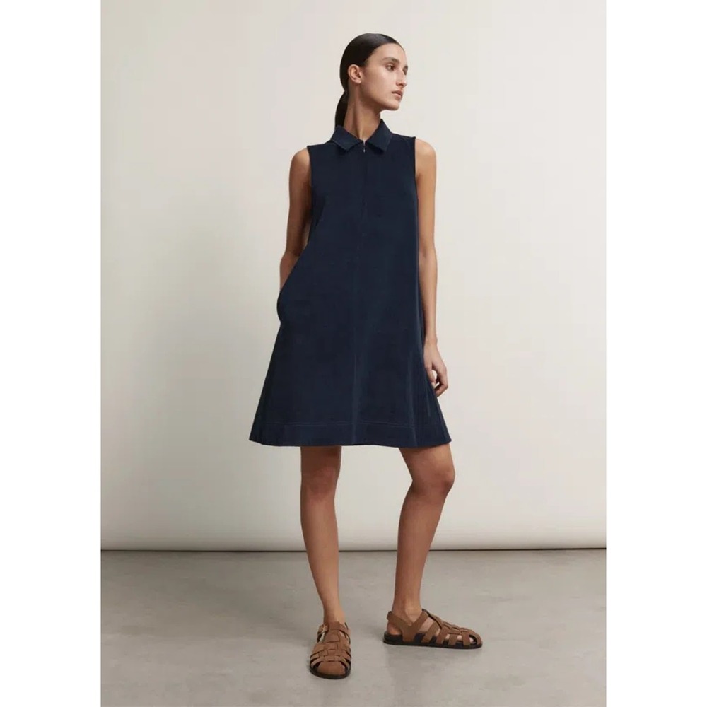 ME+EM Toweling Sleeveless Swing Dress Navy Womens 6
